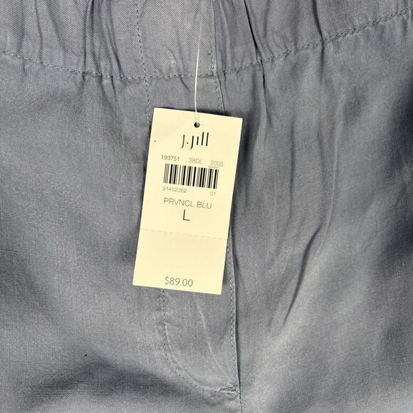 Pure Jill Cropped Wide Leg Pants Prvncl Blue Pull On Elastic Waist Pockets Large - Picture 3 of 9